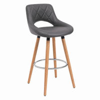 BARHOCKER Sitzhöhe 68 cm Grau mit Kunstledersitz und Massivholzbeinen - Grau, Holz (40/70/43cm) - MIVRAY