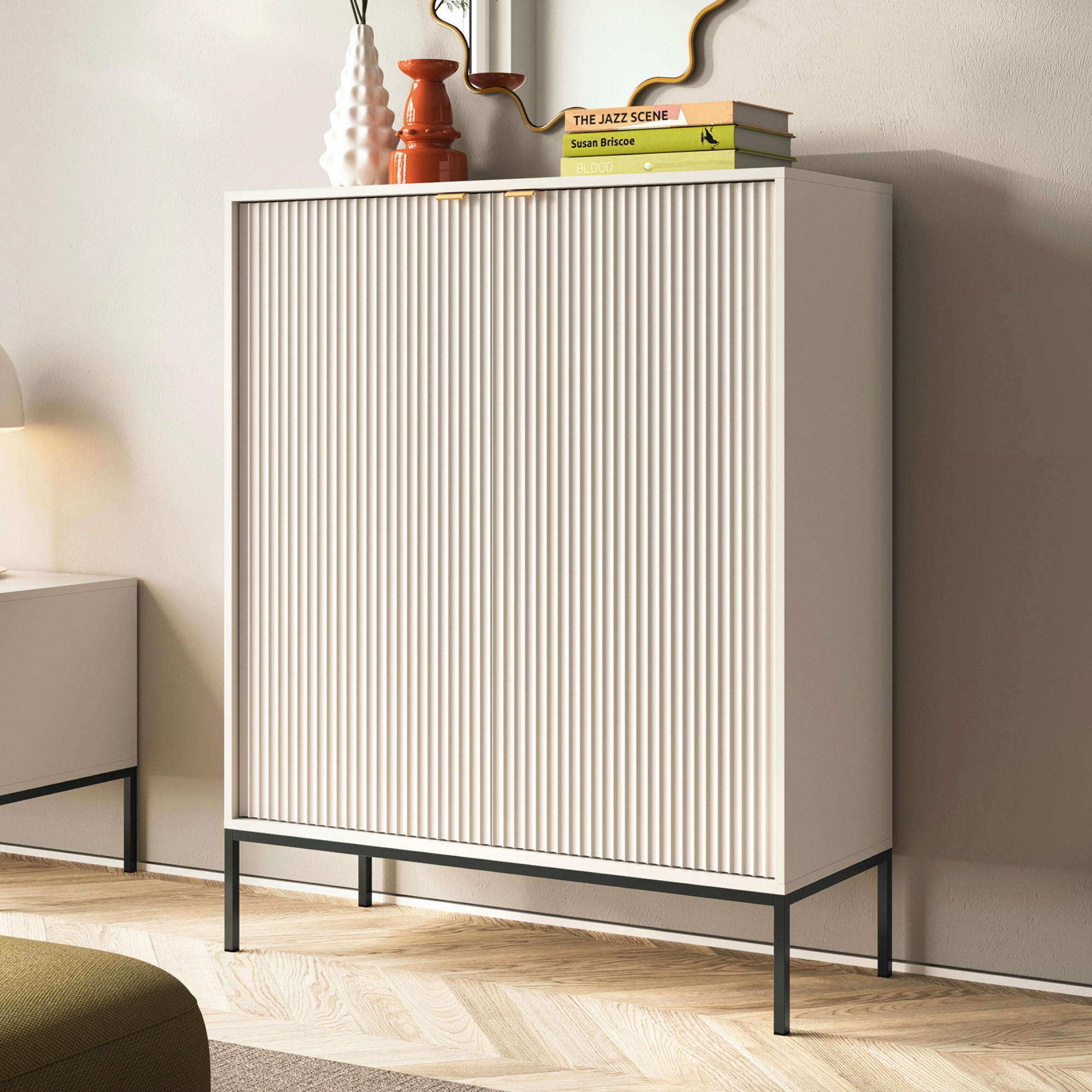 SIDEBOARD NANAIMO KOM1-2D Profilierte Fronten, Kaschmir - Kaschmir, Holzwerkstoff/Kunststoff (104/125/39cm) - Komodee