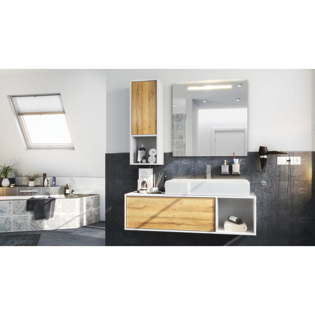 Thumbnail - Vladon Badmöbelset, Eiche, Holzwerkstoff, 126.5x190x46 cm, Badezimmer, Badmöbelsets & Badmöbelserien, Badmöbel-Sets