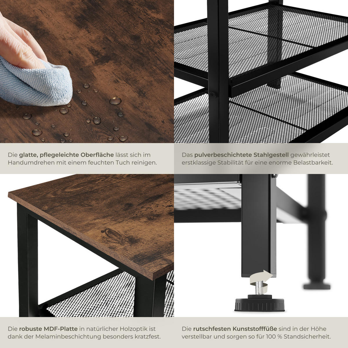 SCHUHREGAL Taunton,80 x 30 x 45,5 cm,Industrial Holz dunkel, rustikal - Rostfarben, Holz (30/45.5/80cm) - tectake