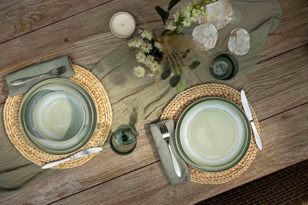 TAFELSERVICE Perlemor Alga grün 12er Set - Grün, Keramik (1/1/1cm) - like.Villeroy & Boch