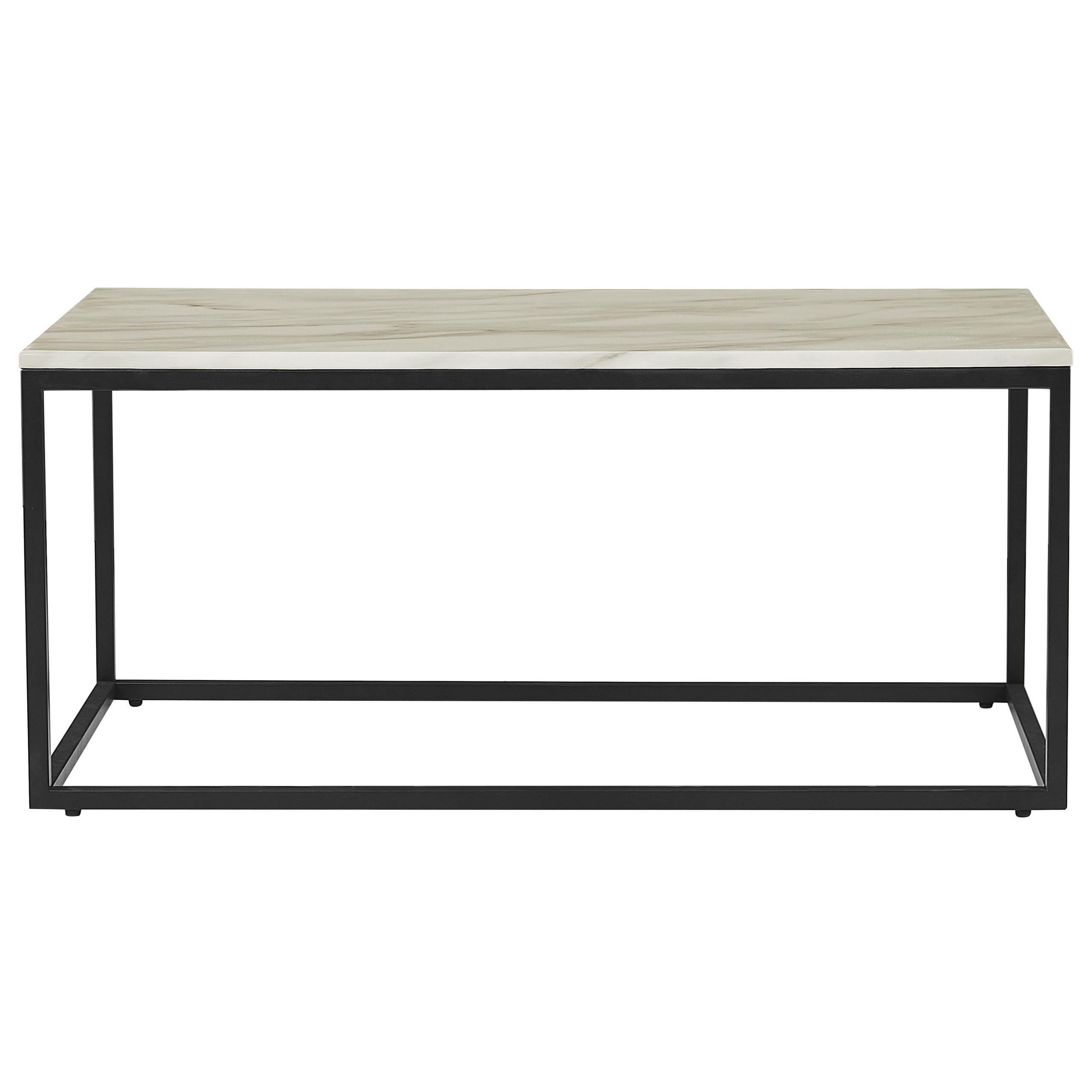 COUCHTISCH Marmor Optik beige/schwarz rechteckig 60/100 cm Delano - Beige/Schwarz, Holzwerkstoff (60/100/45cm) - Beliani