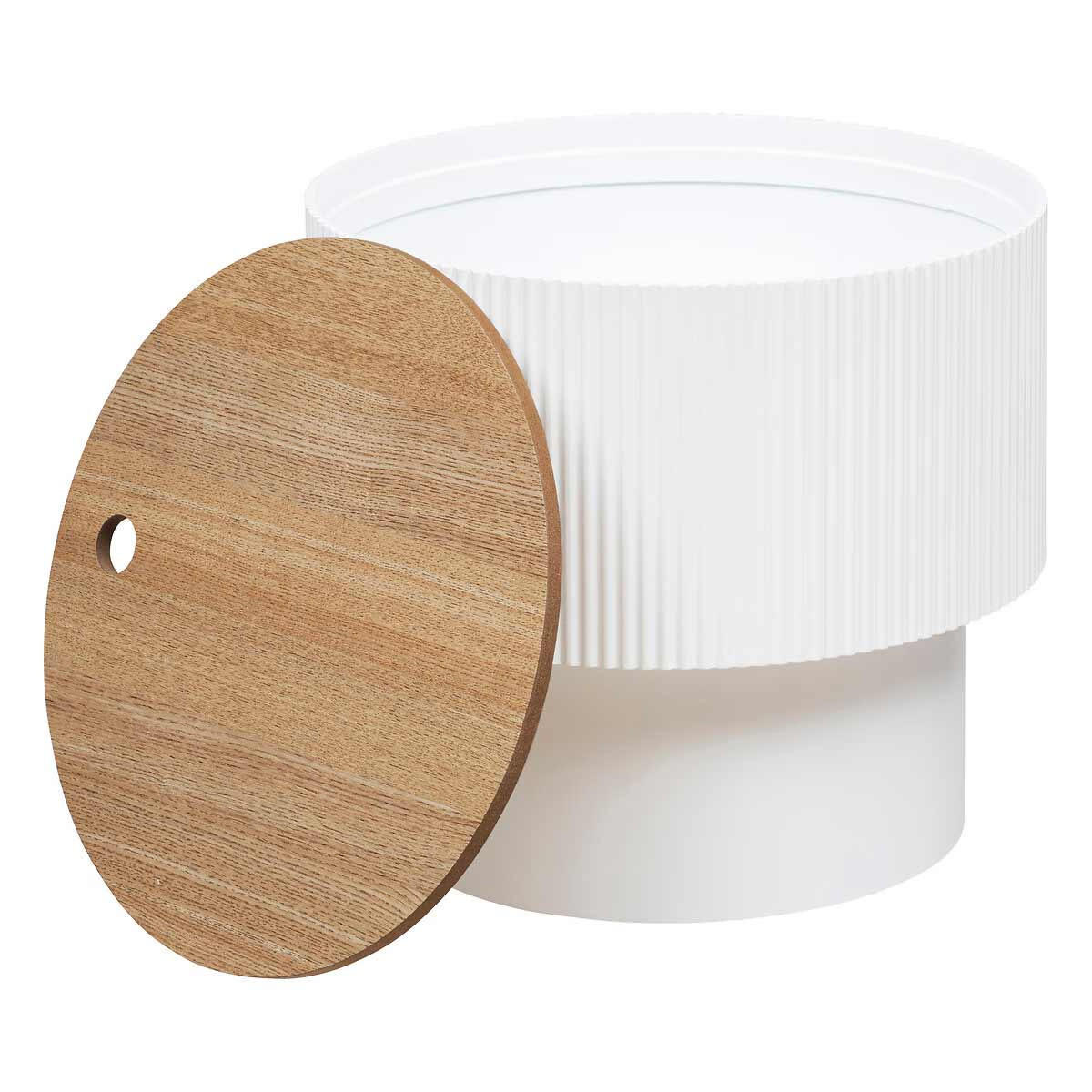 KAFFEETISCH mit Stauraum Enola rund Weiß 38,5/38,5/35 cm - Weiß, Holzwerkstoff (38.5/38.5/35cm) - Atmosphera Createur d´interieur