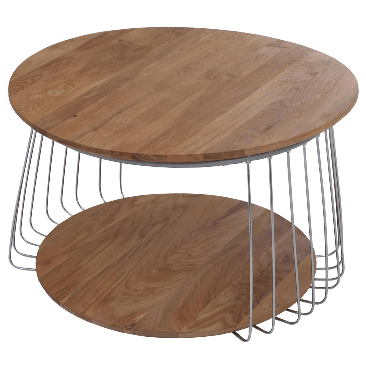 MIZA za kavč okrogla Rjava, srebrna - srebrne barve/rjava, les (70/70/44cm) - MCW