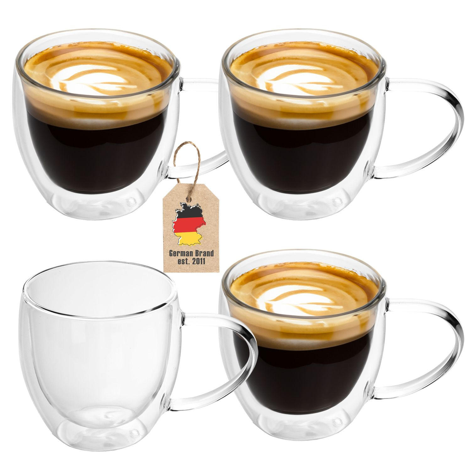 TEEGLAS 200 ml (4er-Set) - Transparent, Glas - Intirilife