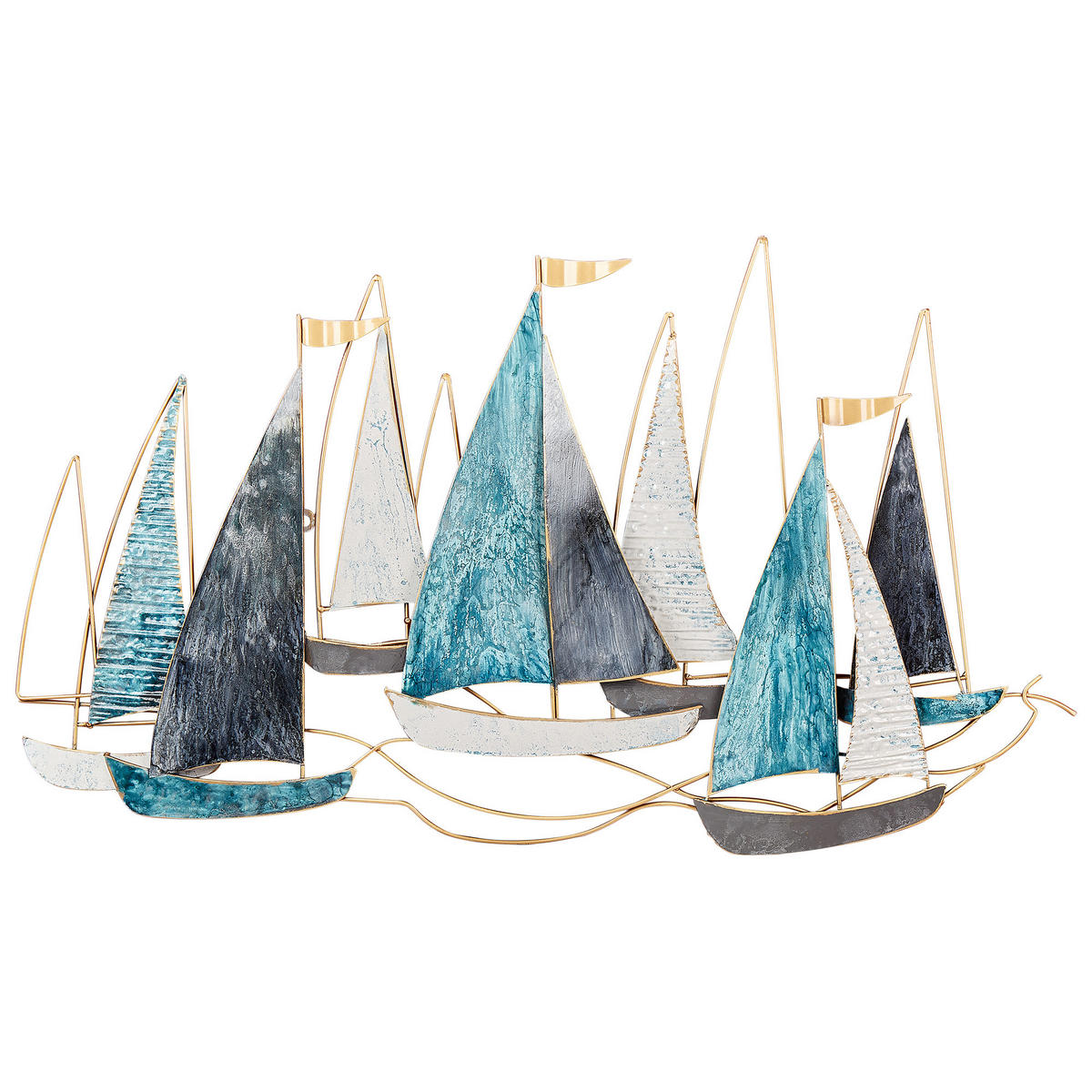 WANDDEKORATION Metall blau/gold Bohrium - Blau, Metall (100/50/5cm) - Beliani