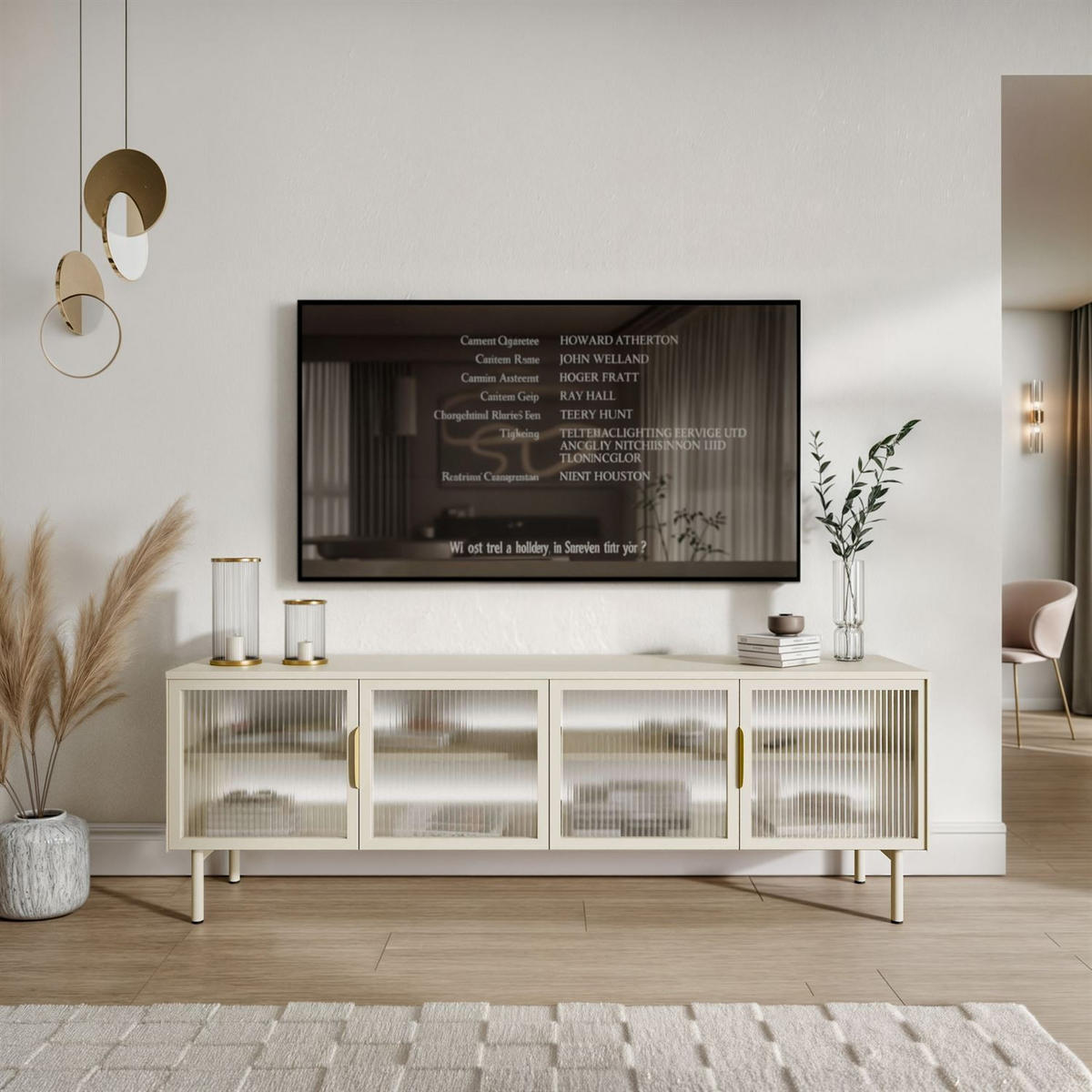 TV-ELEMENT LINEA mit LED-Beleuchtung Kaschmir - Kaschmir, Holzwerkstoff (181/62/39cm) - Lookway