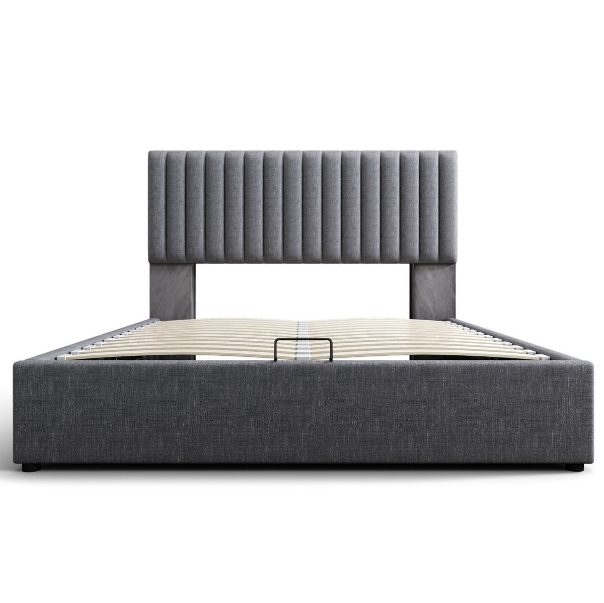 POLSTERBETT mit Stauraum und LED 160x200 cm Leinen Grau - Grau, Metall (160/200cm) - Meubliv