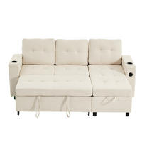 SCHLAFSOFA, Stoff mit Stauraum & LED-Lichtleiste, 208/146/89,5 cm, Beige - Beige, Textil (146/89.5/208cm) - Redom