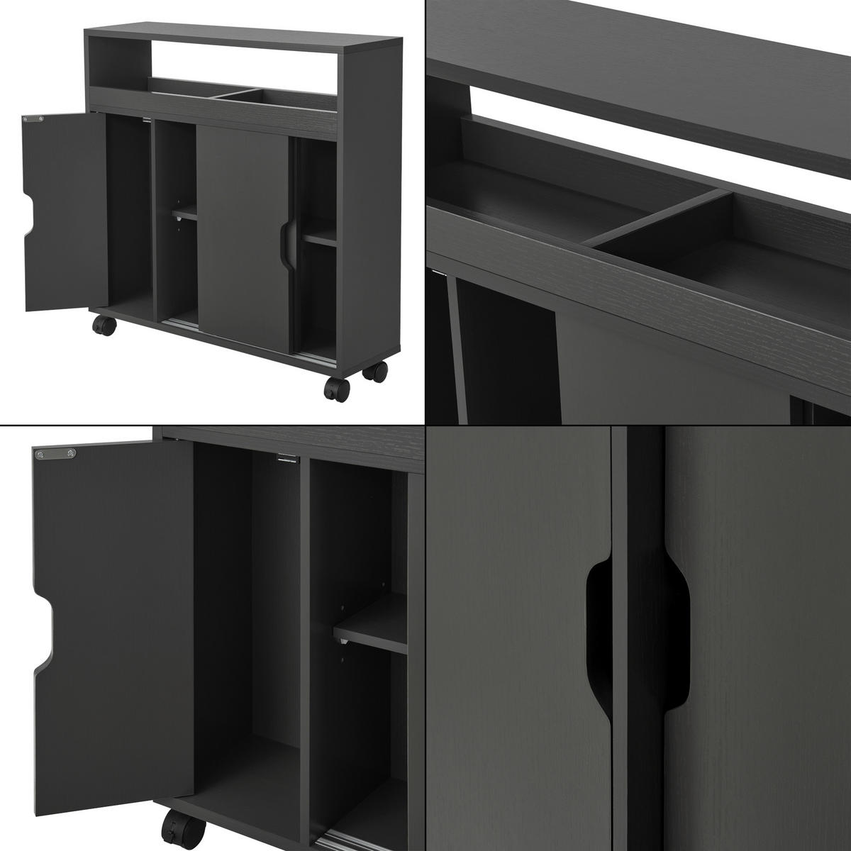 SEITENSCHRANK Lumijoki - Dunkelgrau, Holzwerkstoff (70/71/20cm) - [en.casa]