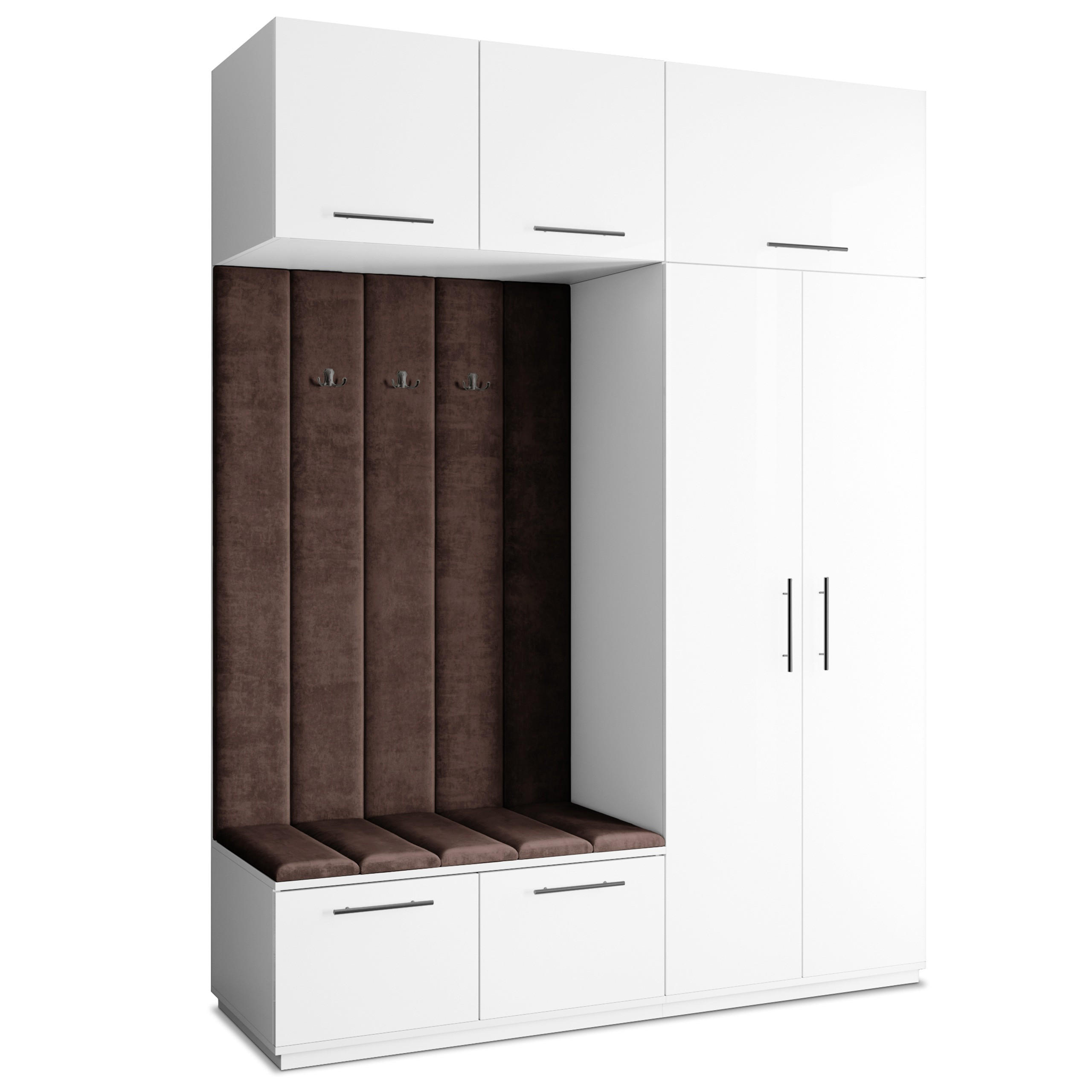 GARDEROBENSCHRANK REMA 180/240/60 cm Modern Garderobe-Set Weiß - Weiß/Braun, Holzwerkstoff (180/240/60cm) - MASSENO
