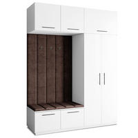 GARDEROBENSCHRANK REMA 180/240/60 cm Modern Garderobe-Set Weiß - Weiß/Braun, Holzwerkstoff (180/240/60cm) - MASSENO