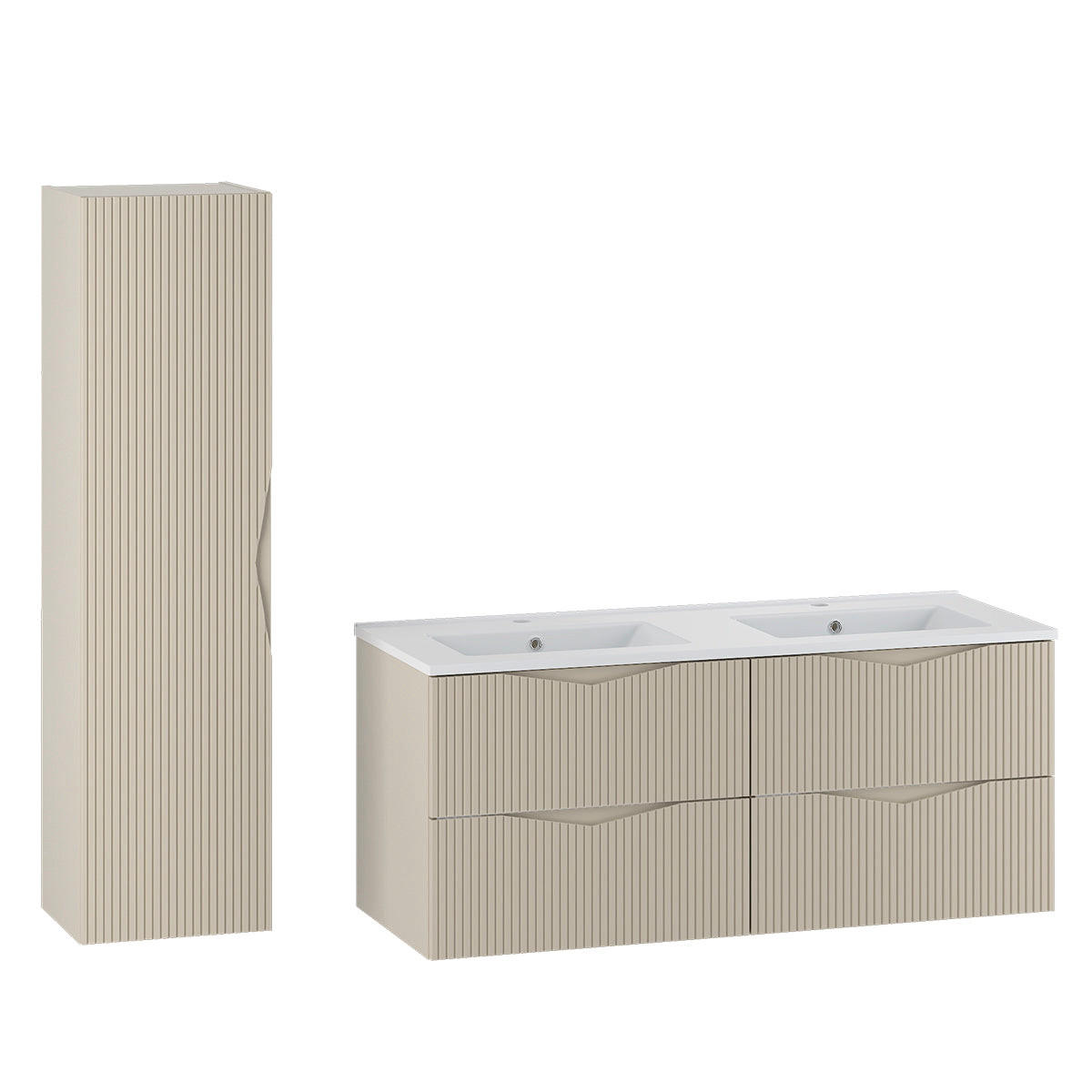 KOUPELNOVÝ NÁBYTEK 120cm Tao 2er-Set Kašmír - kašmírová, kompozitní dřevo (120/50/45.8cm) - Petits-meubles