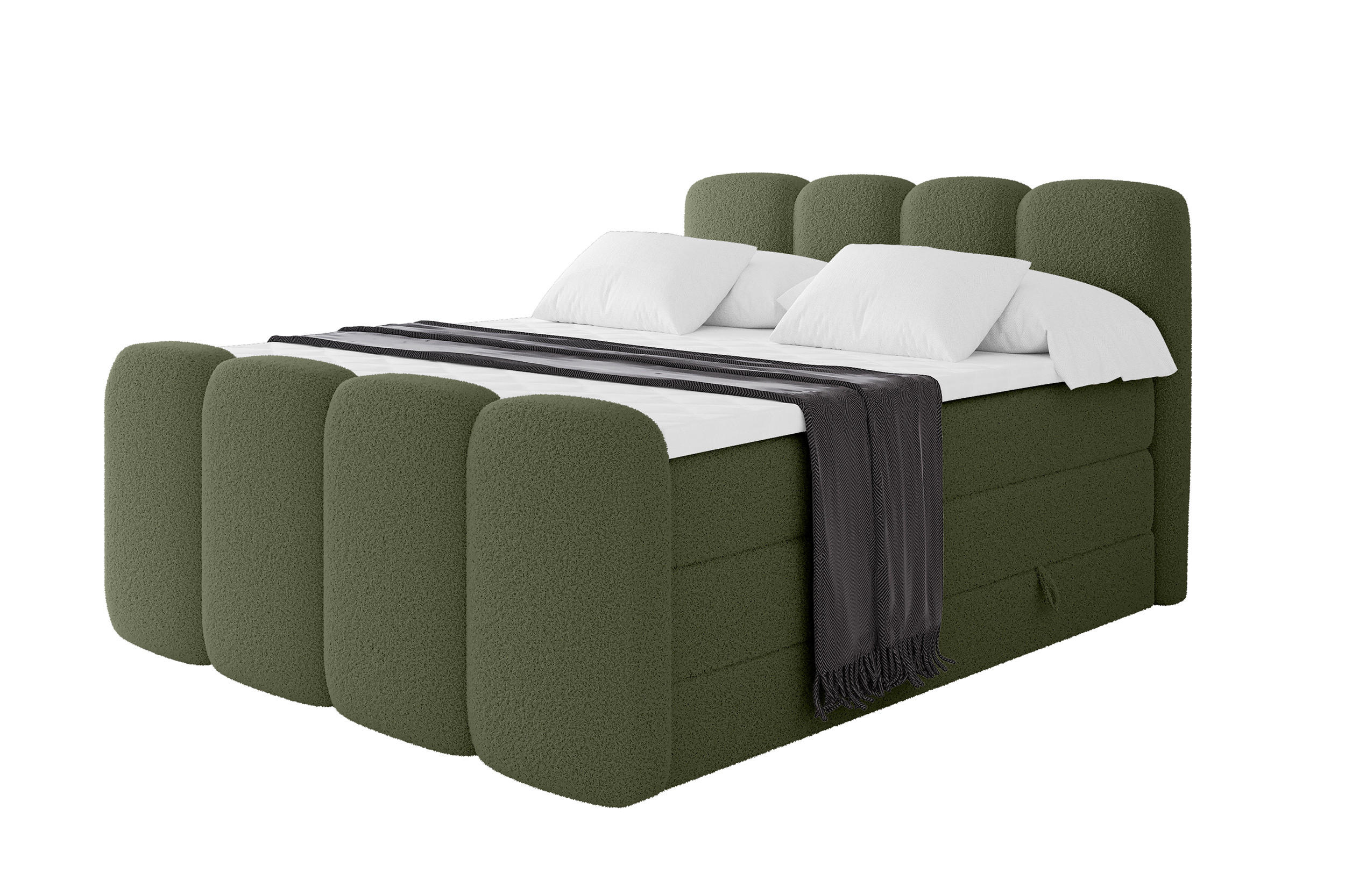 BOXSPRINGBETT mit Matratze H3/H4 - NINA-Z KING - 120x200 cm Grün - Dunkelgrün, Holzwerkstoff (120/200cm) - ALTDECOR