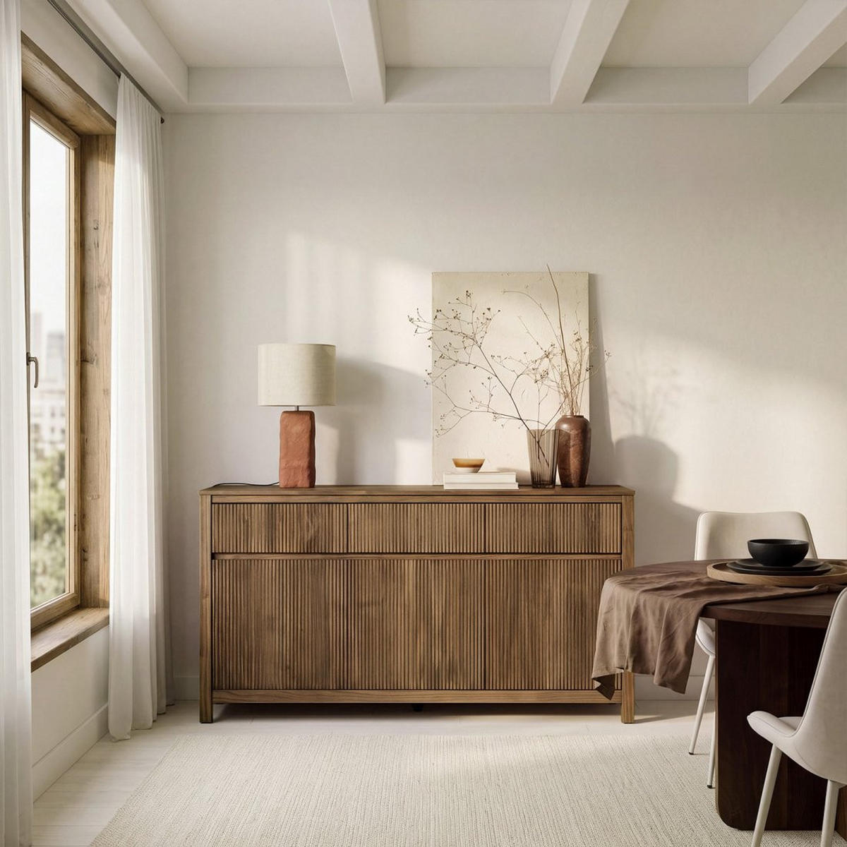 ANRICHTE NIEDRIGE Hanne Walnuss 150 cm x 85 cm - Walnussfarben, Holz (150/85/39cm) - Klast Home