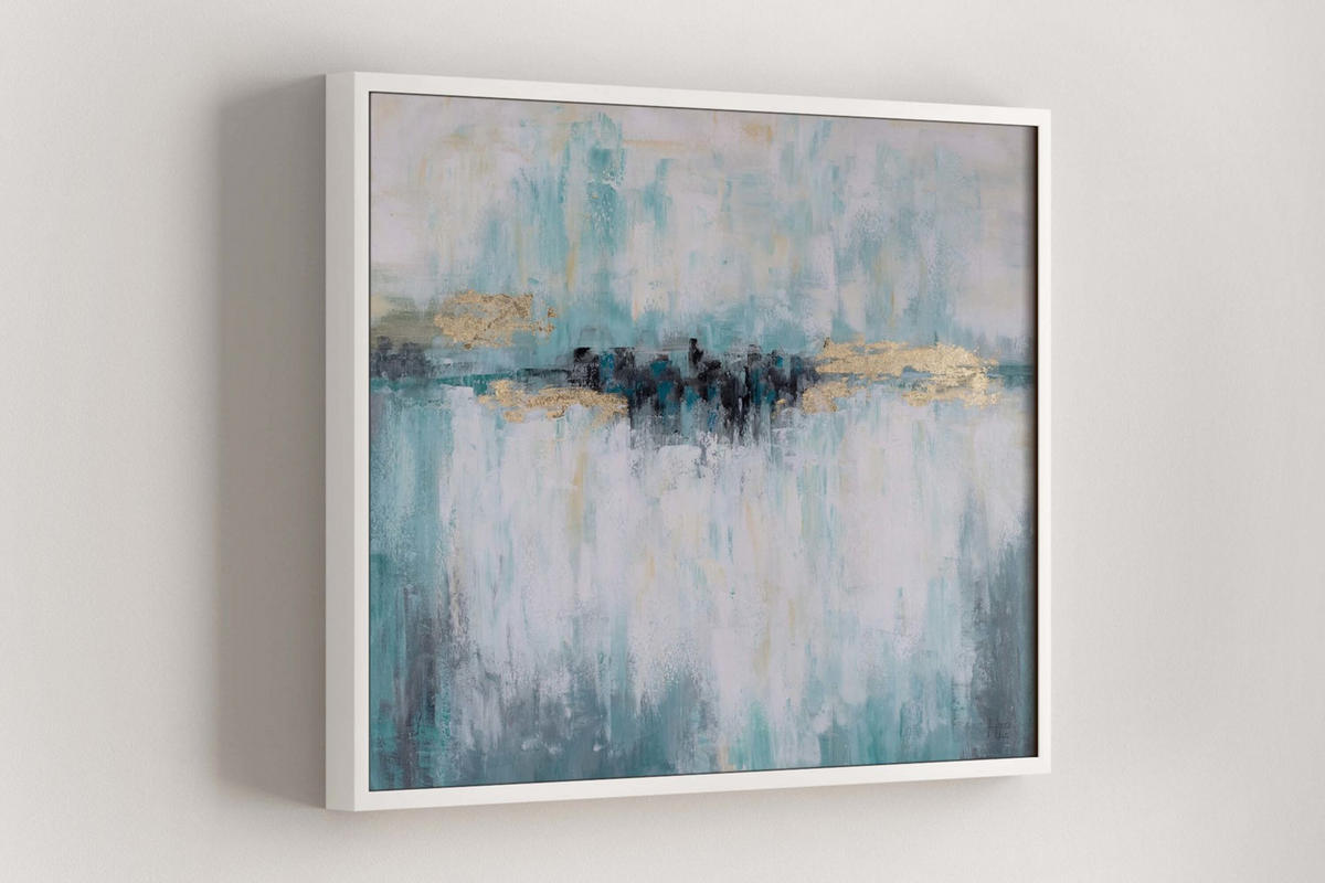 ACRYLBILD HANDGEMALT 100/75 cm - Türkis, Holz/Textil (100/75cm) - KUNSTLOFT