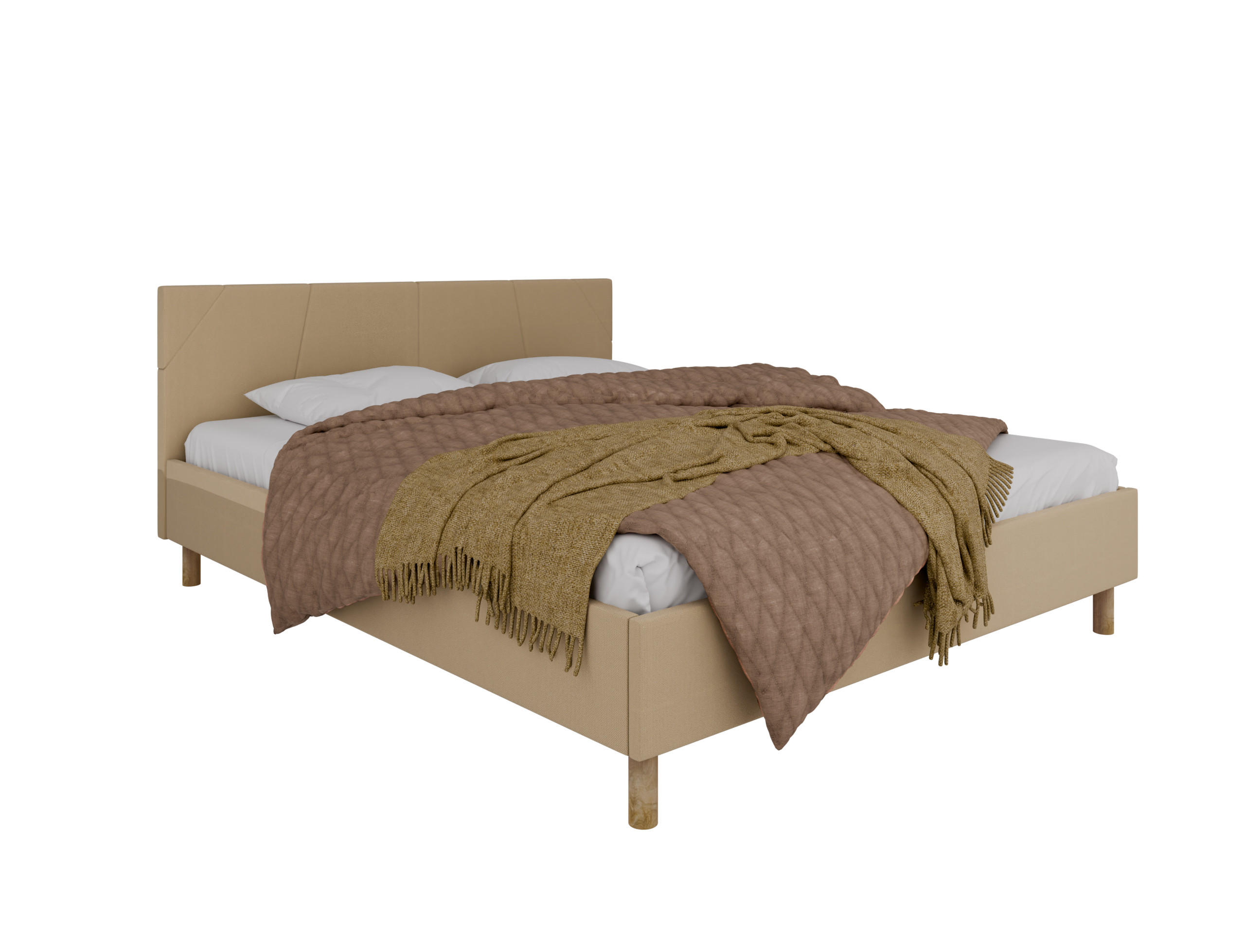 POLSTERBETT ALMORE 160x200cm Elegantes Polsterbett für modernen Wohnstil , ohne matratze, Creme - Creme, Holz - Panda Möbel