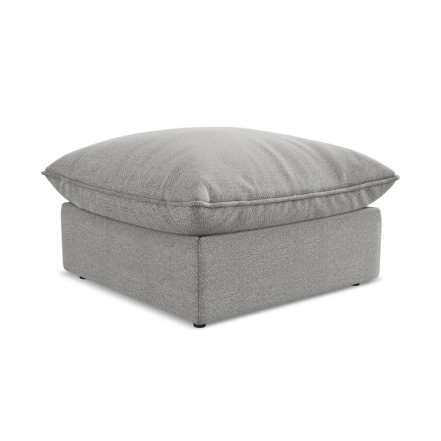 POUF Bouclé Stoff Grau - Hellgrau/Schwarz, Holzwerkstoff/Kunststoff (75/45/75cm) - LaMiaSofa