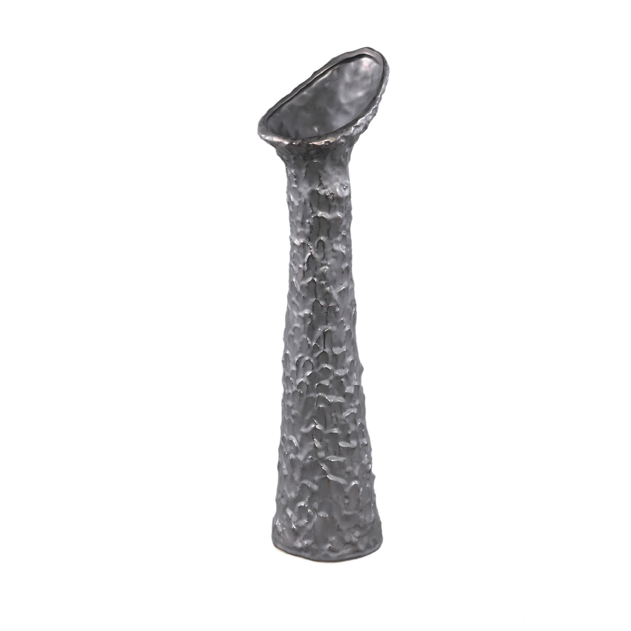 VASE Shennen Grau 16/12.5/51.5cm - Grau, Keramik (51.5cm) - PTMD Collection