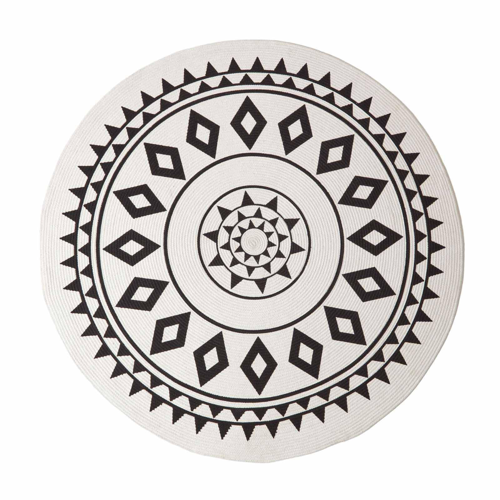TEPPICH Lia geflochten mit Mandala-Muster rund 200 cm - Schwarz, Textil (200/200cm) - Homescapes
