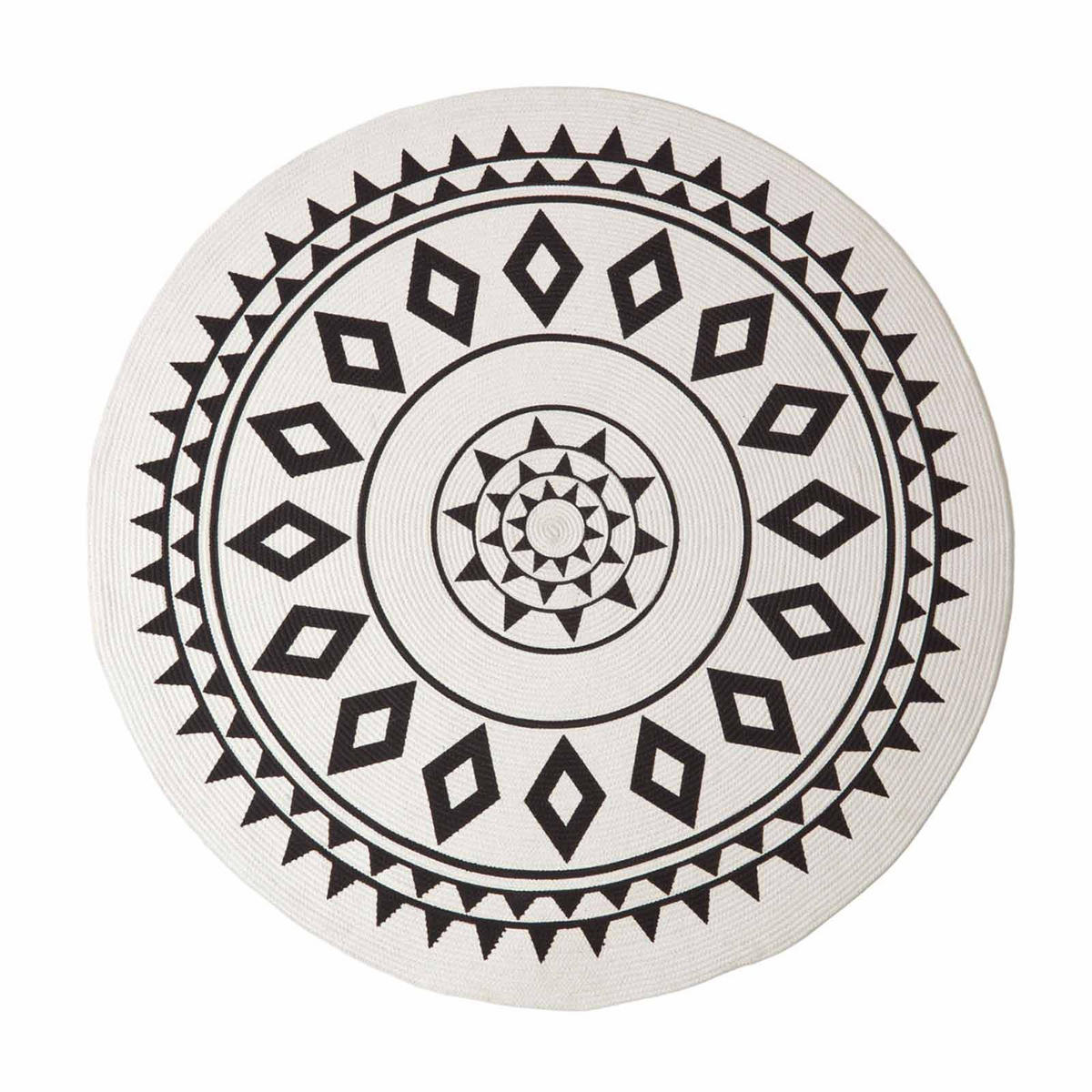 TEPPICH Lia geflochten mit Mandala-Muster rund 150 cm - Schwarz, Textil (150/150cm) - Homescapes