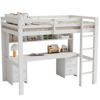 HOCHBETT 90/200 cm mit Schreibtisch, 4 Schubladen und Ablagefächern aus Kiefern Holzwerkstoff, Weiß - Weiß, Holzwerkstoff (90/200cm) - Redom