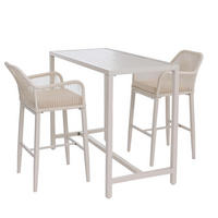 SET BARSKA MIZA + BARSKI STOLI pravokotni Bež 3-delni set - bež, kovina (65/130/105cm) - MCW