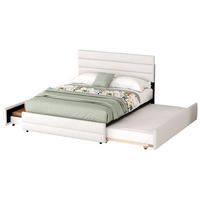 BETT mit Ausziehbett und 2 Schubladen 140x200 cm Leinen Beige - Beige, Holzwerkstoff (140/200cm) - Beauniv