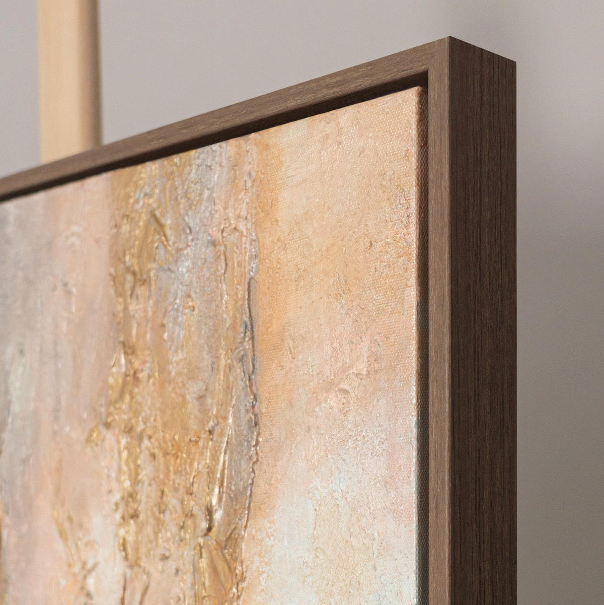 GEMÄLDE Goldener Schleier Schattenfugenrahmen Grau 70x50 cm - Grau, Holz (70/50cm) - YS-art gallery