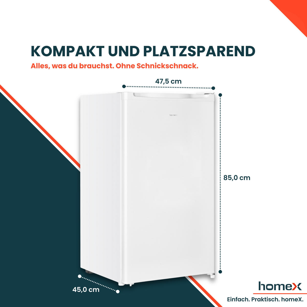 GEFRIERSCHRANK klein - 60L Nutzinhalt, 4-Sterne Gefrieren, kompakt, freistehend, weiß - Weiß, Kunststoff/Metall (47.5/85/45cm) - homeX