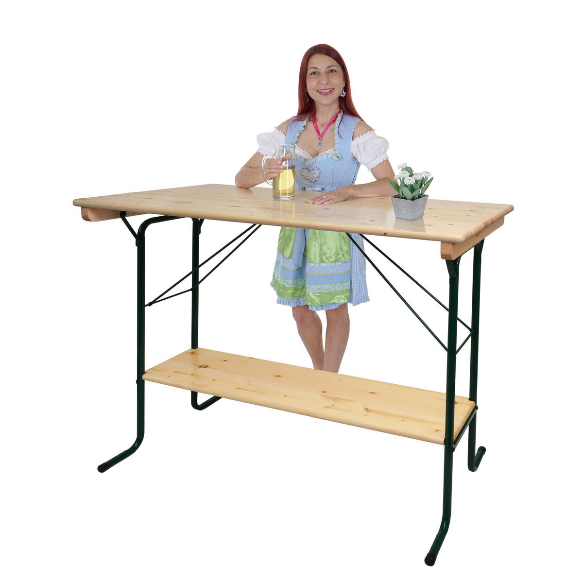 STEHTISCH 110x125x70cm Biergartentisch Braun-Grün - Grün, Holz (70/125/110cm) - PROREGAL
