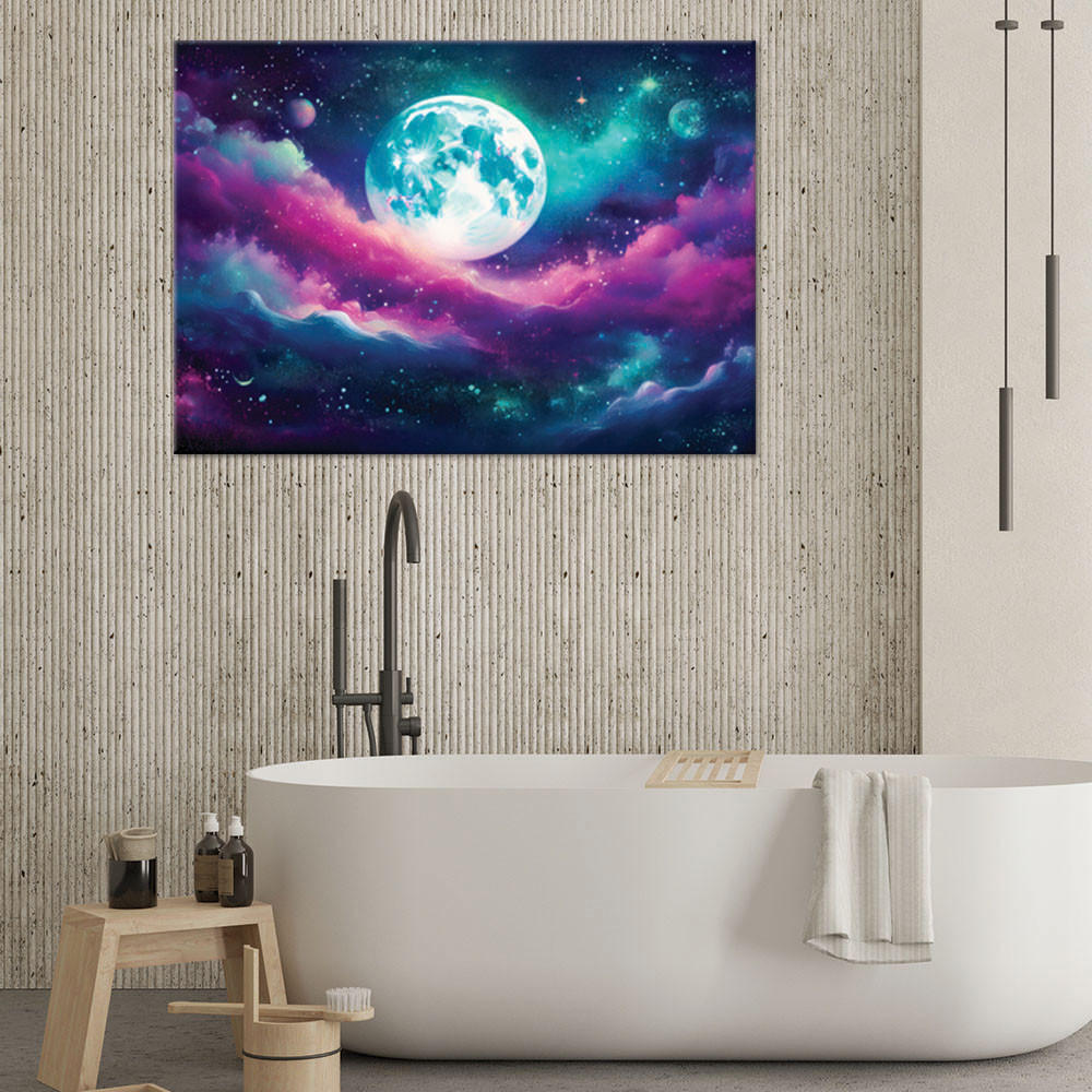 LEINWANDBILD Weltraumplanetenwolken 100x70cm - Lila, Textil (100/70cm) - Feeby