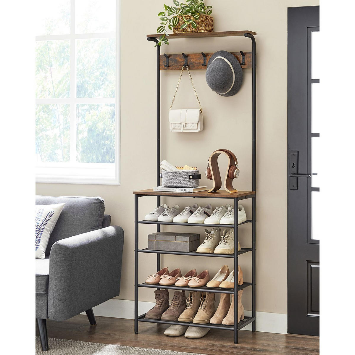 GARDEROBENSTÄNDER BIRMINGHAM - Braun, Holzwerkstoff (68/183.5/31.5cm) - Hansiro