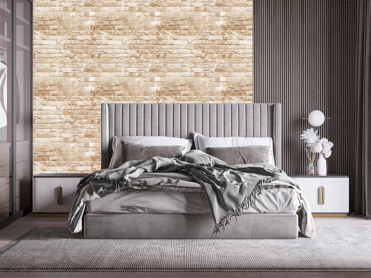 VLIESTAPETE Ziegelwand in 3D-Optik – Beige – 50x1000 cm - Beige, Papier (50/1000cm) - Muralo