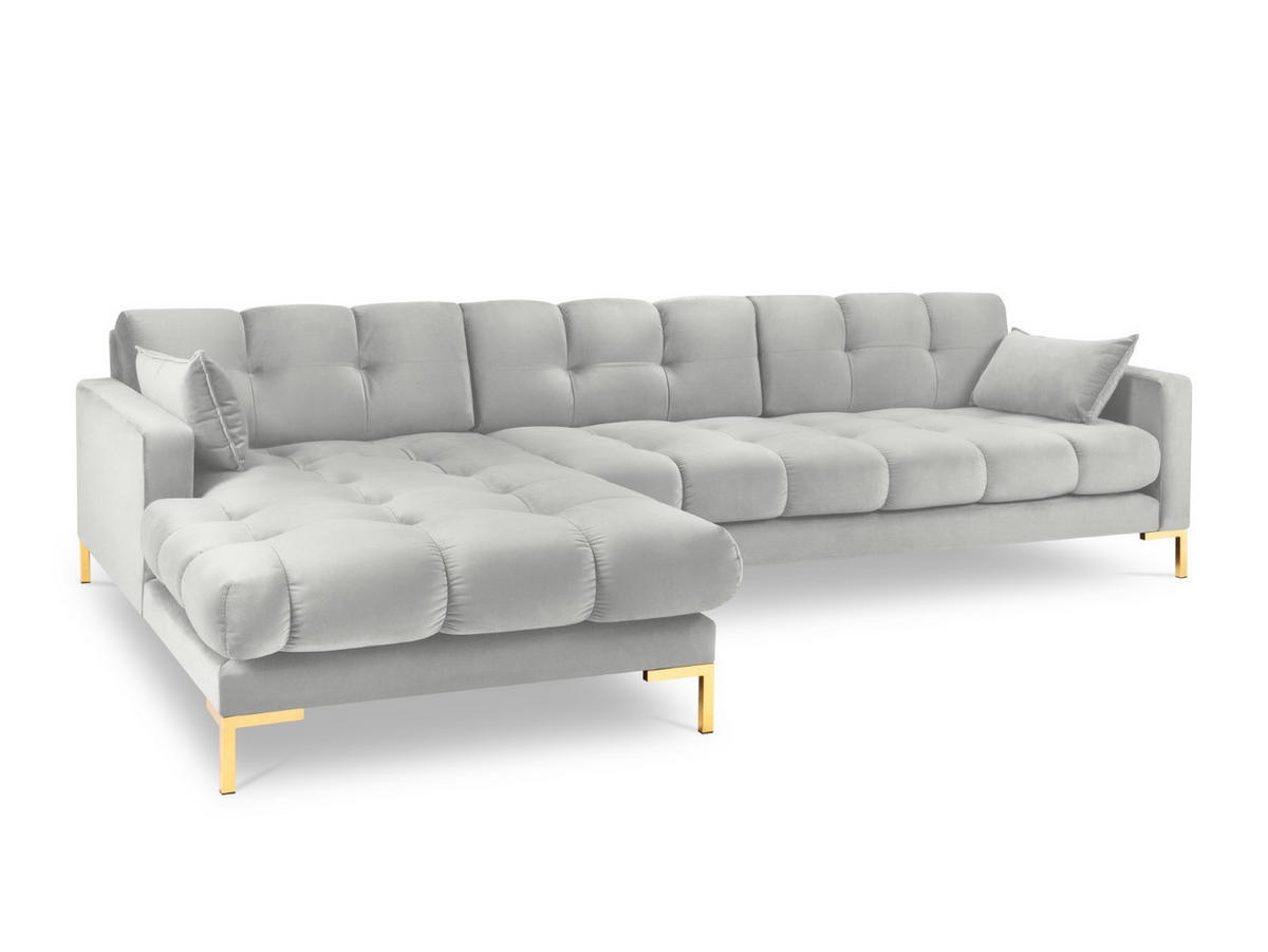 ECKSOFA links Mamaia aus Samt silber 5 Sitzplätze - Silberfarben, Textil (185/293cm) - Micadoni