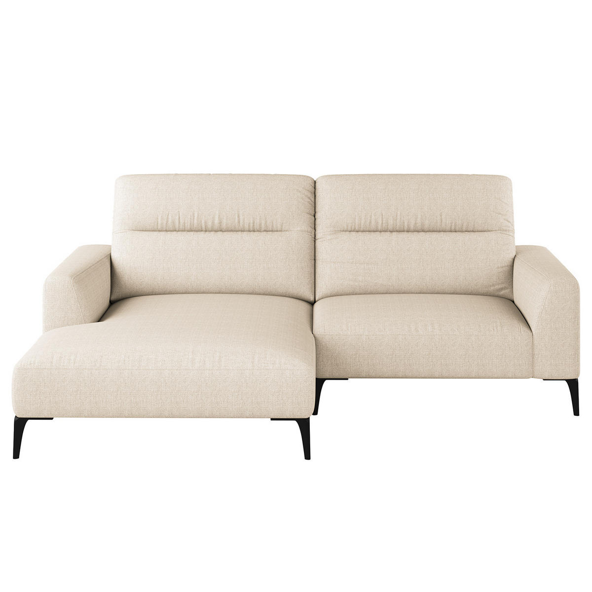 1,5-SITZER ECKSOFA mit Longchair - Beige/Schwarz, Textil/Metall (232/180cm) - home24