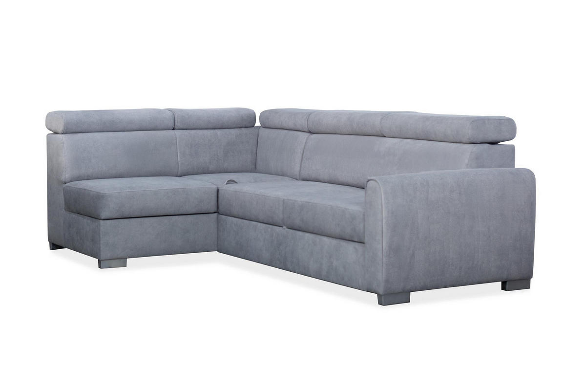 ECKSOFA Covo Grau, mit Schlaffunktion und verstellbaren Kopfstützen, linke seite - Grau, Holzwerkstoff (253/156cm) - Bettso