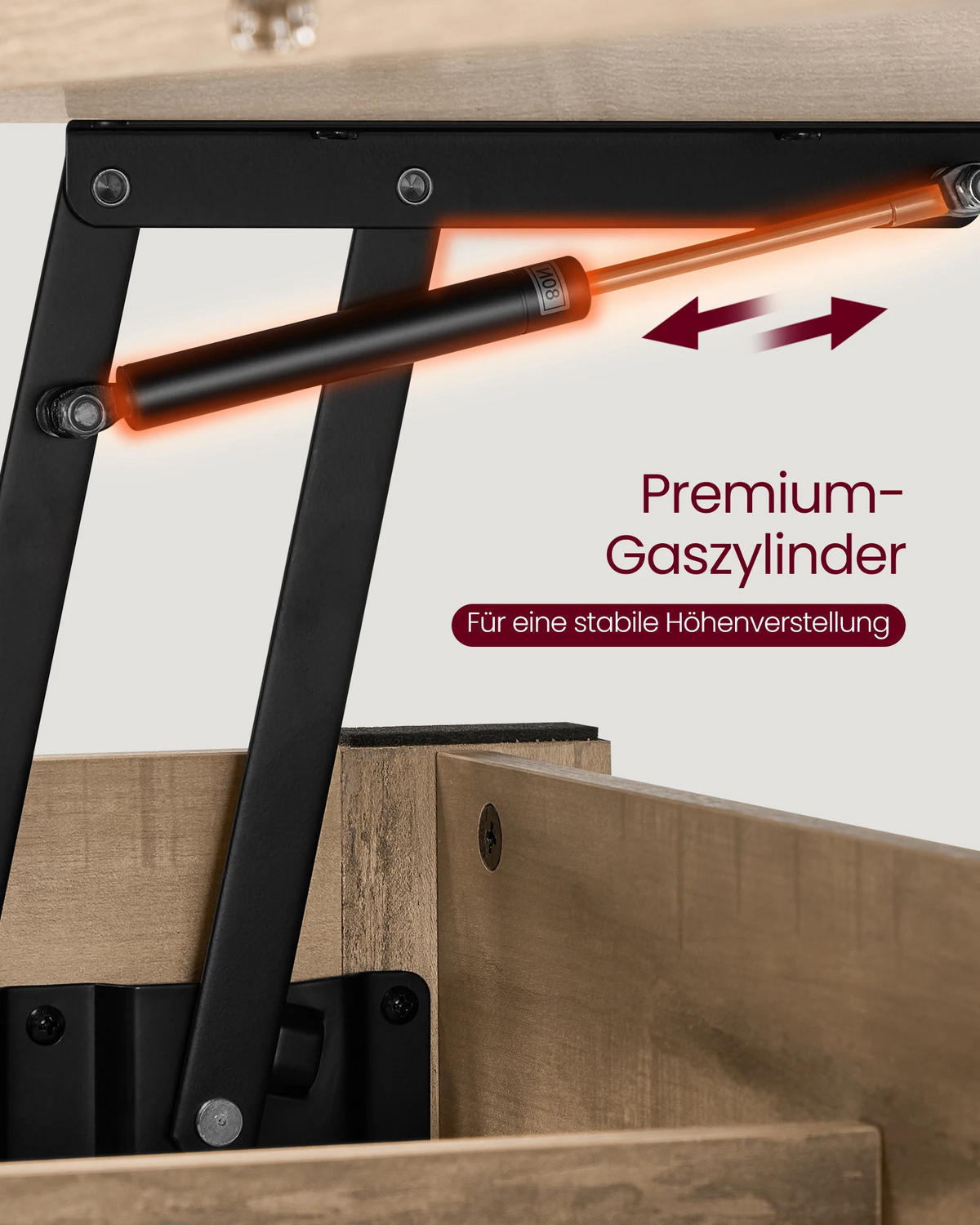 COUCHTISCH 100x64x50 höhenverstellbar Gas 2 Schubladen - Eichefarben, Holz (100/50/64cm) - Kaket