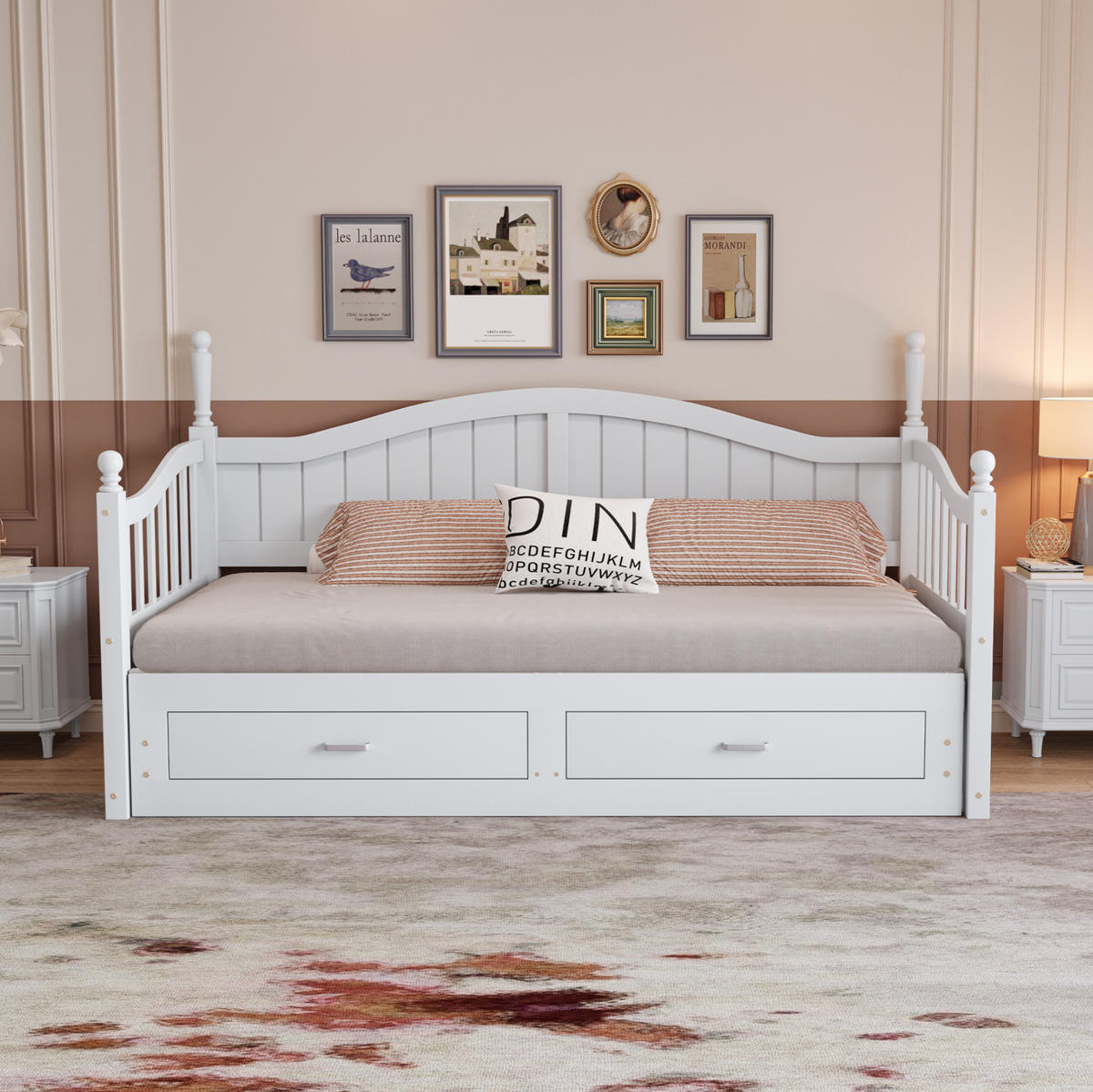 SCHLAFSOFA 90/190 cm ausziehbar zum 180/190 cm Bett mit 2 Schubladen und Lattenrost, Weiß - Weiß, Holzwerkstoff (97/95/197cm) - Redom