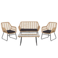 LOUNGE-SET 4-sitzer Rattan Beige Minori - Beige, Kunststoff - Beliani