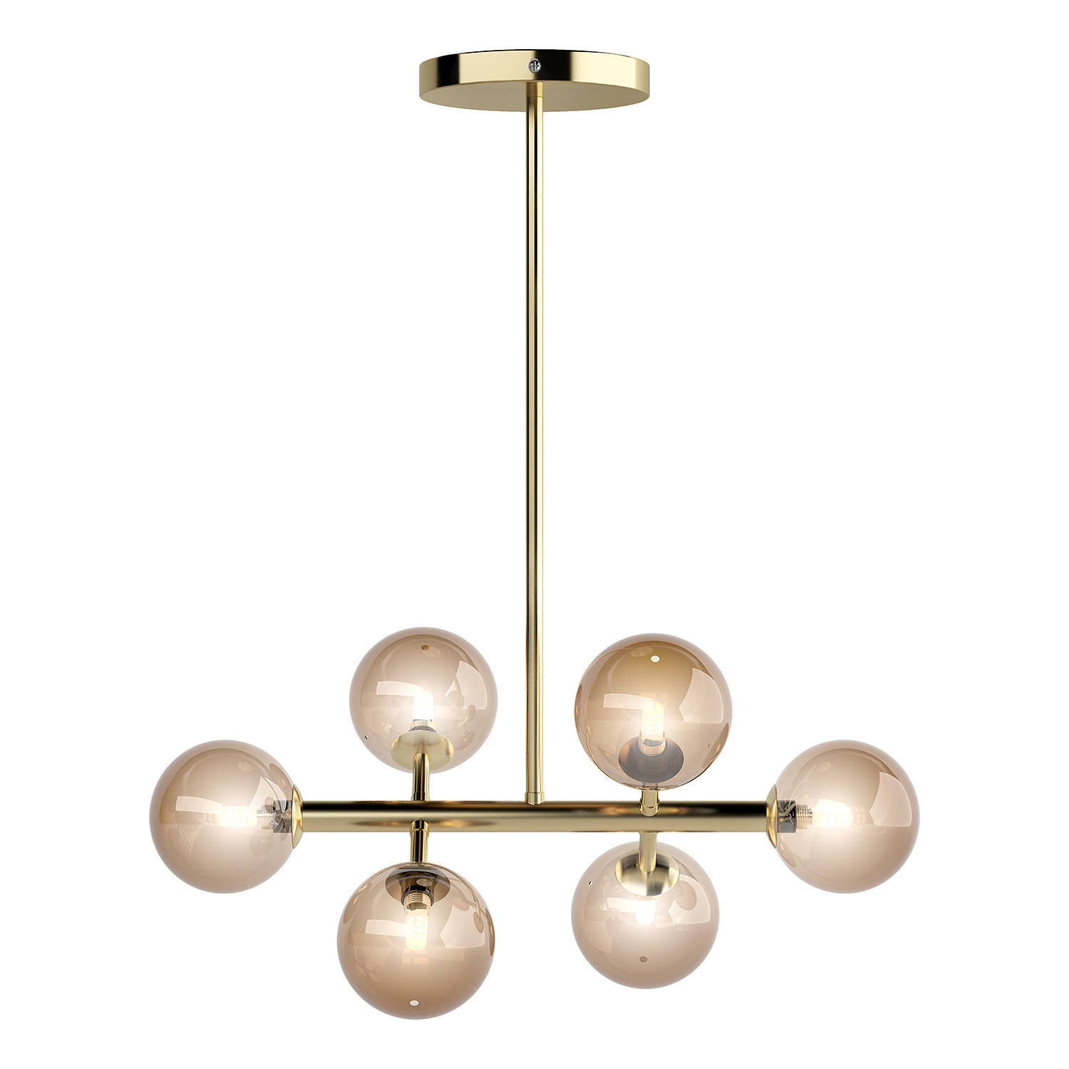 DECKENLEUCHTE - Metall, 6-flammig - Goldfarben, Metall (33/60/70cm) - home24