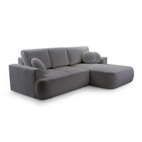 ECKSOFA FILO Grau Boucle-Stoff mit Schlaffunktion - Grau, Holz (260/168cm) - MASSENO