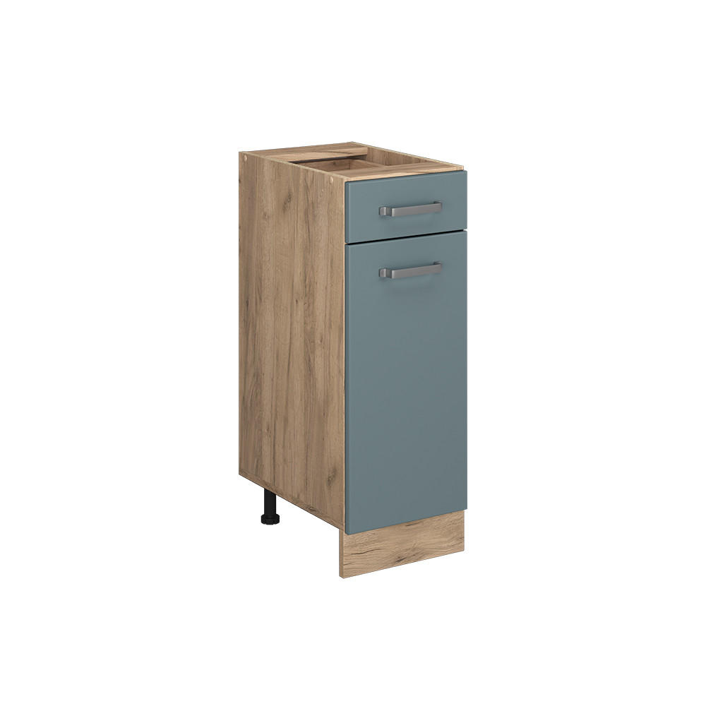 KÜCHENUNTERSCHRANK R-Line Blau-Grau 30 cm ohne AP - Honigeiche/Eiche Wotan, Holzwerkstoff (30/81.6/46cm) - Vicco