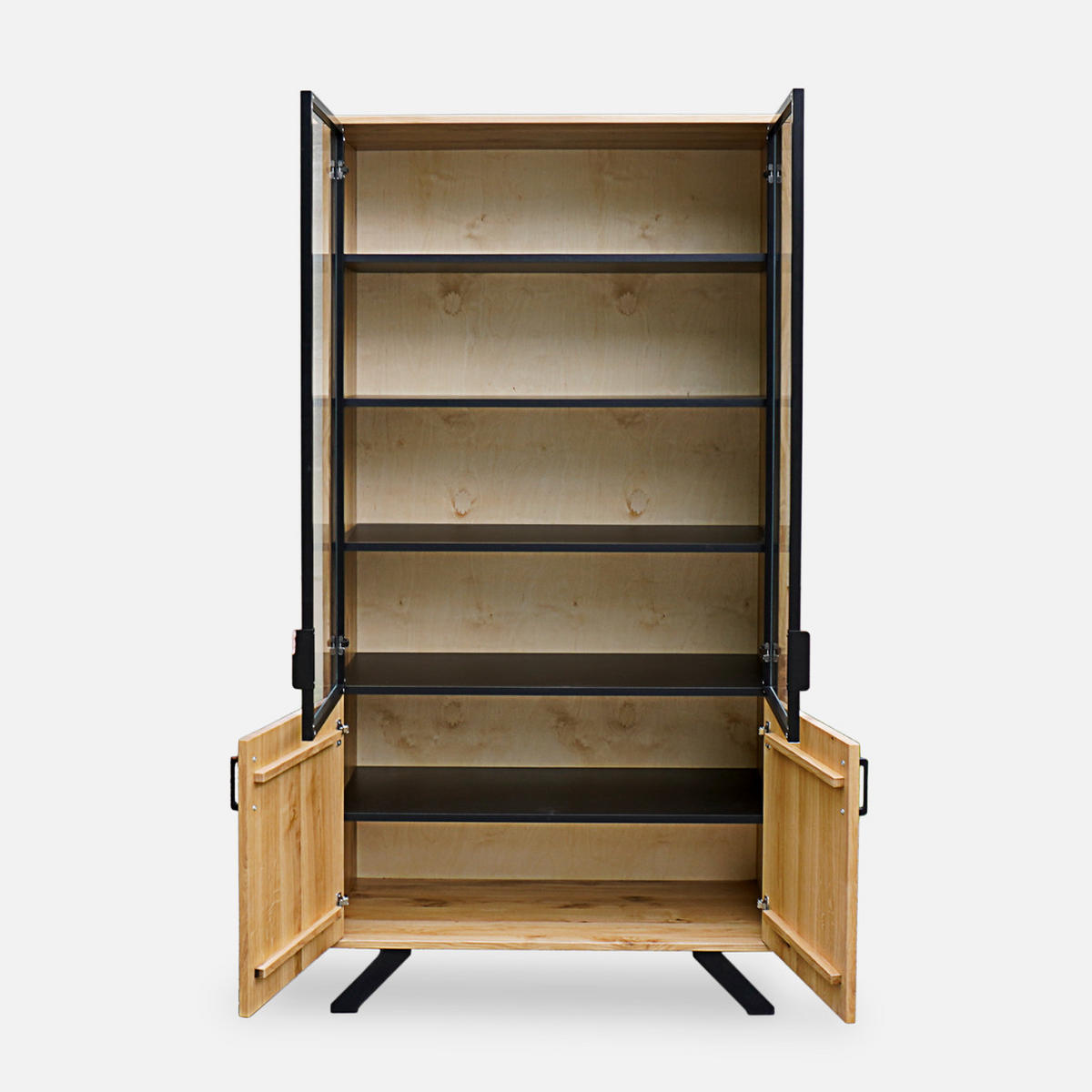 VITRINE Industrielle ins Wohnzimmer JORGEN - Eichefarben, Holz (100/200/45cm) - Rawood Furniture