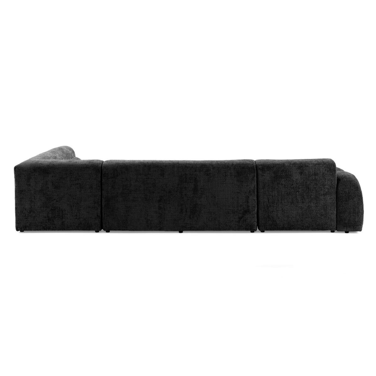 6-SITZER modulares Wohnlandschaft U XXL VEER SET 4 Rechts, 368 x 190 cm, Chenille Webstoff Anthrazit - Anthrazit/Schwarz, Holz/Kunststoff (190/75/368cm) - Muffo