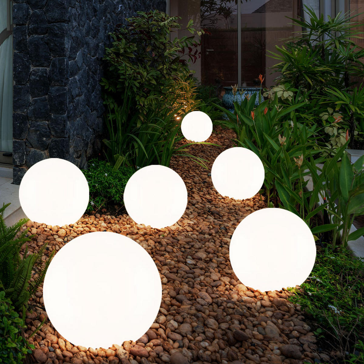LED AUSSENLEUCHTE Kunststoff Weiß 3er Set - Weiß, Kunststoff (25/25/65cm)
