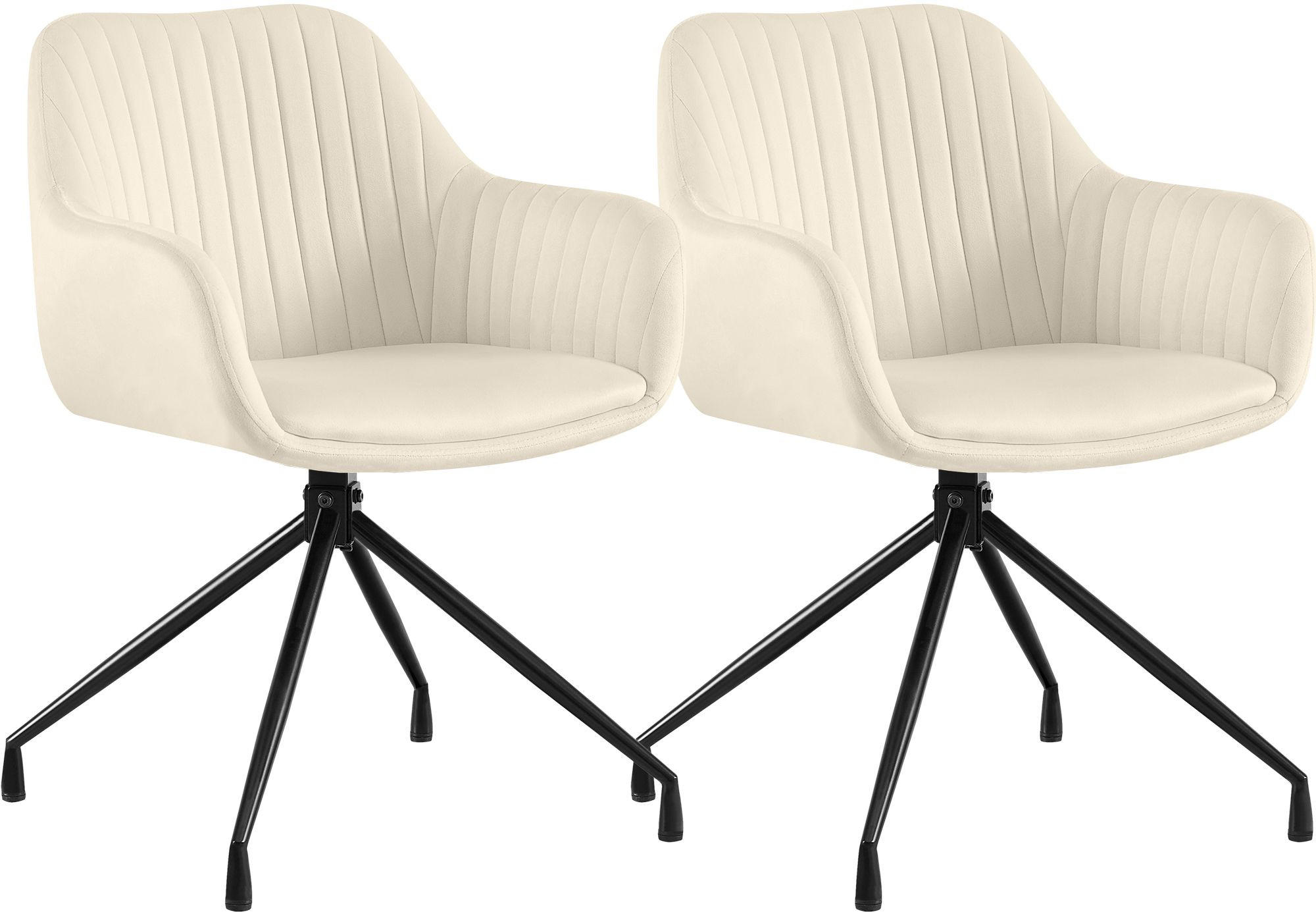 ARMLEHNENSTUHL 2 Samt Creme - Creme/Schwarz, Textil/Metall (58/81/58cm) - CLP