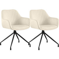 ARMLEHNENSTUHL 2 Samt Creme - Creme/Schwarz, Textil/Metall (58/81/58cm) - CLP