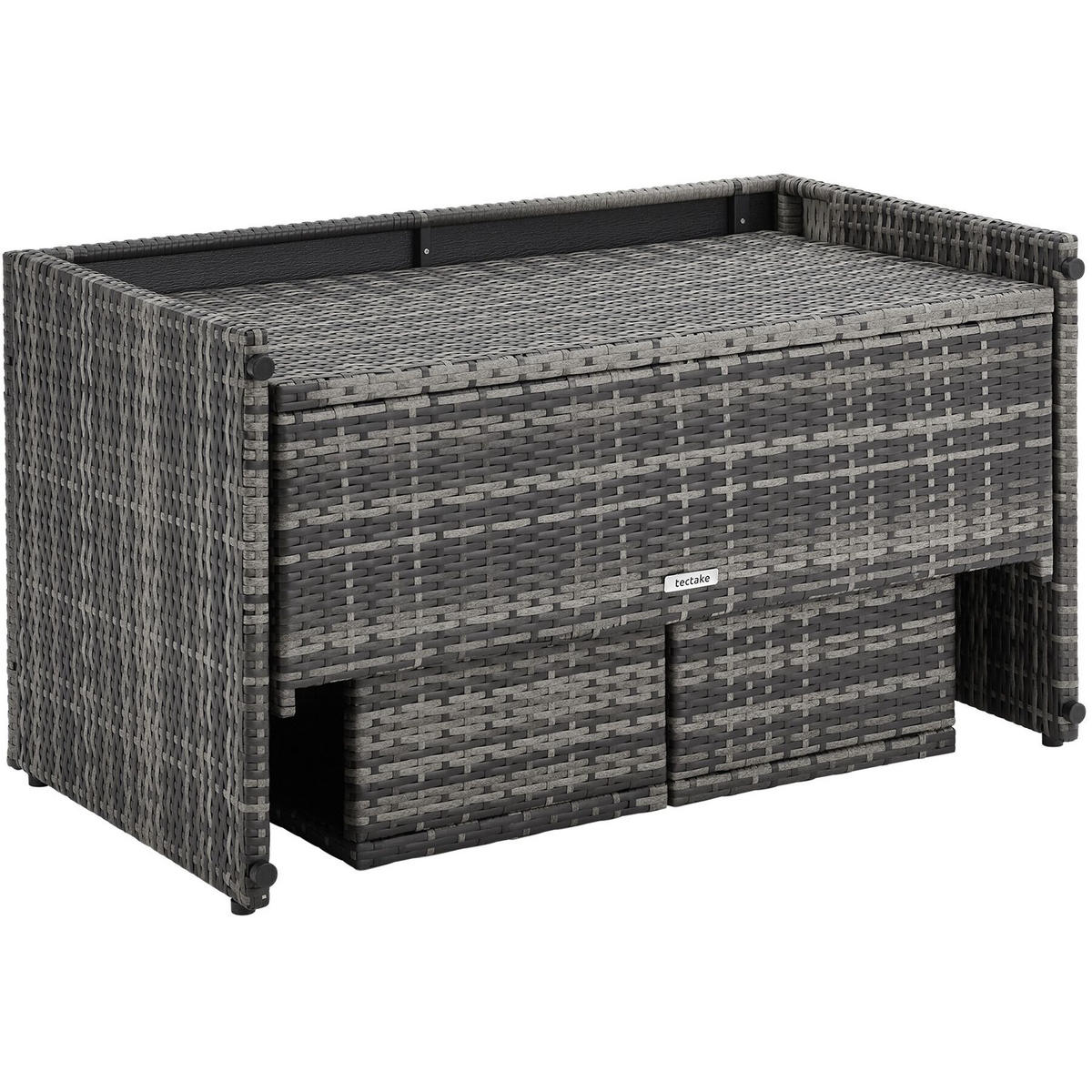 RATTANLOUNGE-SET Monopoli, 2-in-1 Sofa & Sitzgruppe, 110 x 60 x 61,5 cm, grau - Grau, Kunststoff - tectake