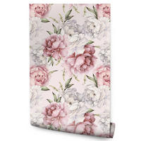 VLIESTAPETE Rosa Pfingstrosen – Rosa, Grün, Creme – 50x1000 cm - Creme/Rosa, Papier (50/1000cm) - Muralo
